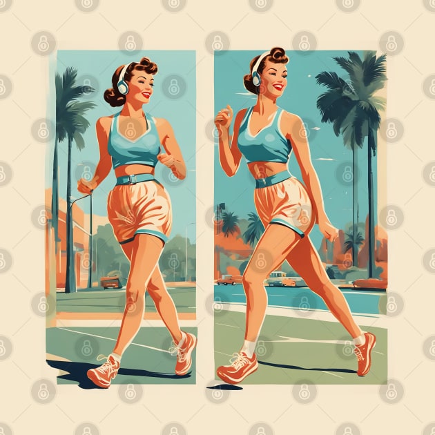 Double Melodic Strides Fitness Jams Pin Up Art by di-age7