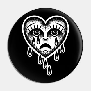 Tattoo style sad heart Pin