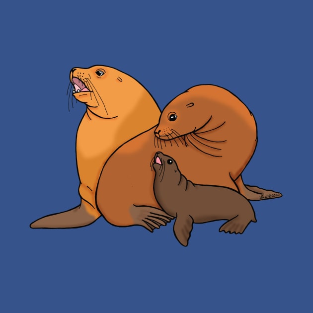 Sea Lion Family by HonuHoney