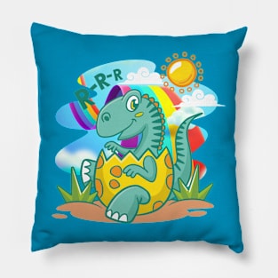 Rainbow Dinosaur Pillow