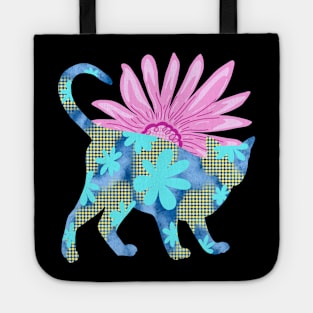 Cat In Spring With Black Background Tote