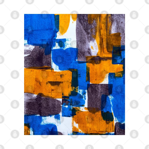 Blue Yellow Brown Canvas Paint by ArTeaCupcake