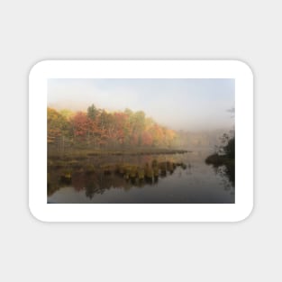 Fall colours over a lake in the early morning Magnet