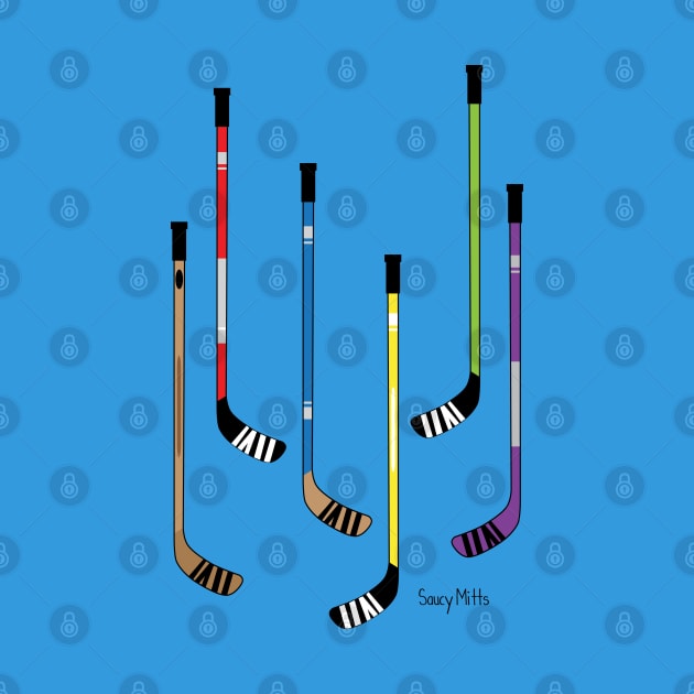 Colorful Hockey Sticks by SaucyMittsHockey