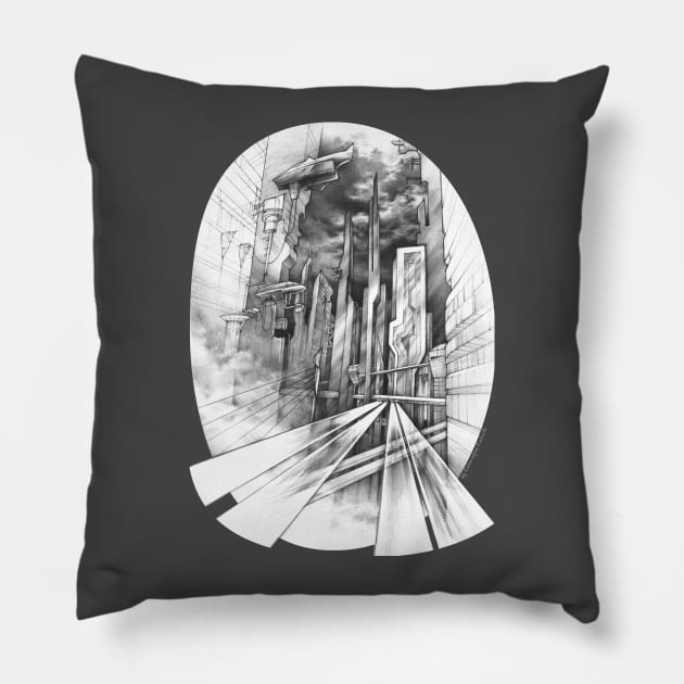 City of the Future Pillow by KKmiecik_ART