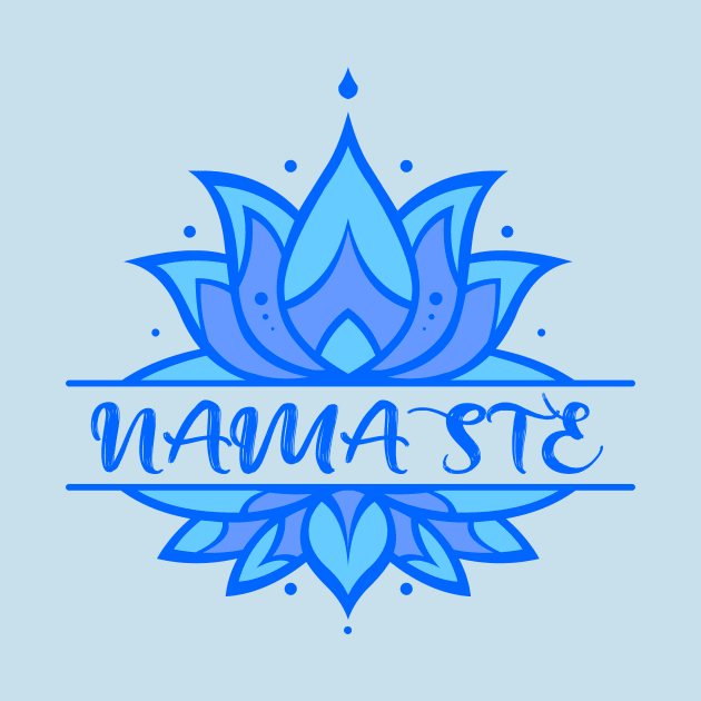 Namaste Yoga symbol - Blue Lotus by storyanswer