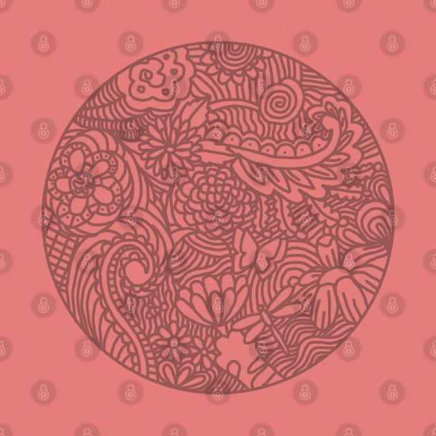 FLOWERS & CATS MANDALA RED by ulricartistic