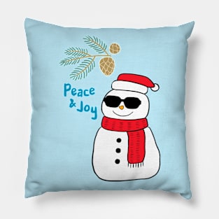 Peace and Joy Snowman Pillow