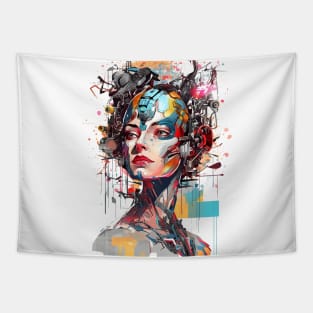 Female AI Android/Cyborg Tapestry