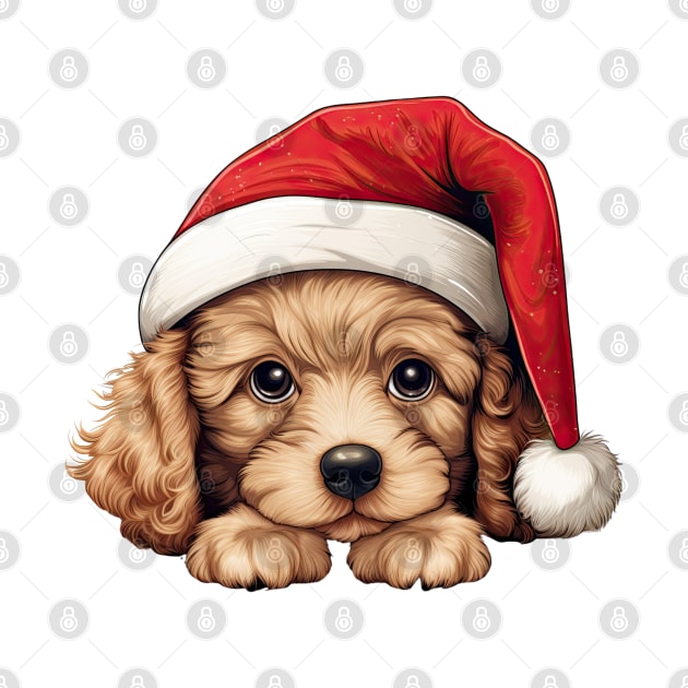 Christmas Peeking Poodle Dog by Chromatic Fusion Studio