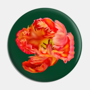 Flaming Orange & Yellow Parrot Tulip Digital Art Pin