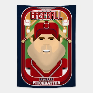 Baseball Red Blue White - Rhubarb Pitchbatter - Bob version Tapestry