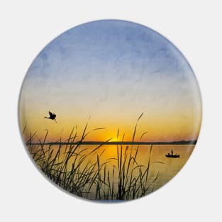 Sunset Fishing Pin