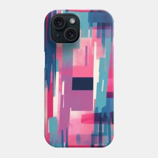 Cubist Harmony: Modern Geometric Dance in Pink, Blue, and Violet Phone Case