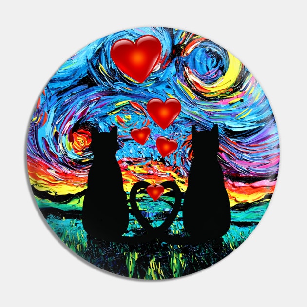 van Gogh's Cats In Love (with hearts) Pin by sagittariusgallery