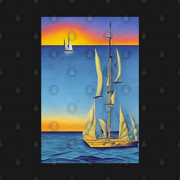 Yacht with Sails Art Deco Style by etees0609