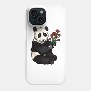 Panda holding Flowers Phone Case