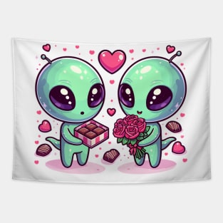 Cosmic Love: Aliens Sharing Earthly Affection Tapestry