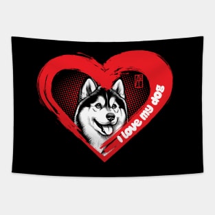 I Love My Siberian Husky - Durable dog - I Love my dog Tapestry