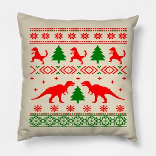 Christmas Ugly Sweater Pattern Dinosaurs Pillow