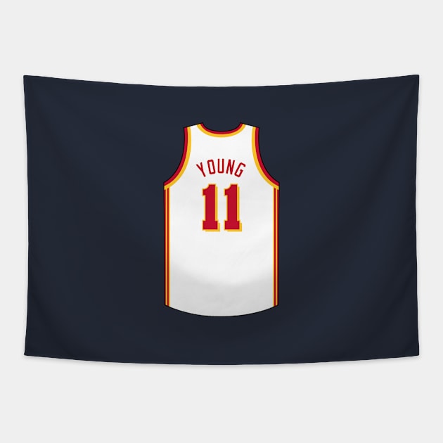 Trae Young Atlanta Jersey Qiangy Tapestry by qiangdade