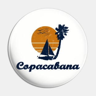 Copacabana Brazil . Sunset Palm Tree Sailor Bot Summer Design Pin