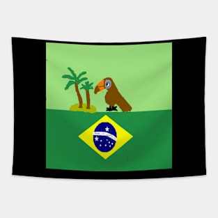 Sporty Brazil Design on Black Background Tapestry