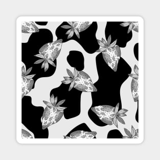 Monochrome Strawberry Pattern Magnet