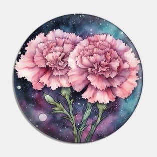 Pink Carnations Galaxy Circle Pin