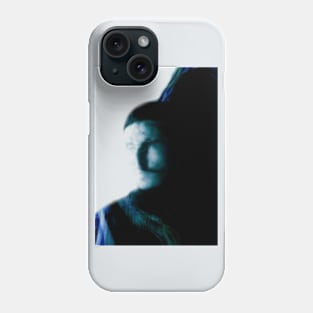 Portrait, digital collage, special processing. Bright side, survival guy. Man between light and darkness. Aquamarine. Phone Case