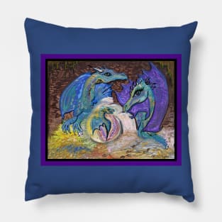 Dragon Reptile Llama Unicorn Red Monster Beast Yin Yang Blue Red Animals Beasts Monsters Dragons Pillow