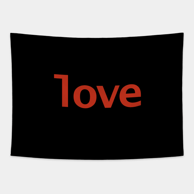 Love Minimal Typography Red Text Tapestry by ellenhenryart