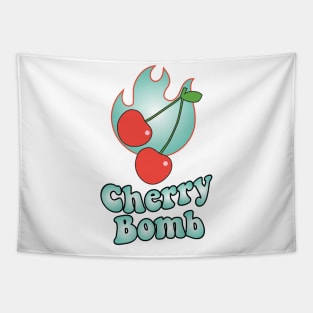 Cherry Bomb and Teal Flaming Design Tapestry