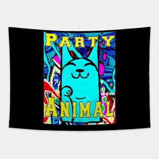 blue cat party animal Tapestry