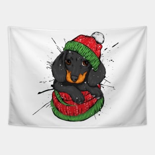 Cute Dog Christmas Tapestry