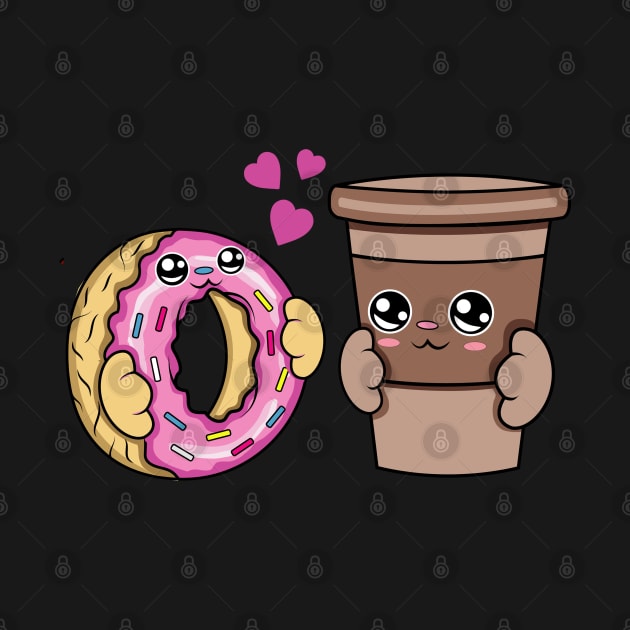 All i need is donuts and coffee, Kawaii donuts and coffee cartoon. by JS ARTE