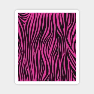 Hot Pink and Black Zebra Print Stripes Magnet