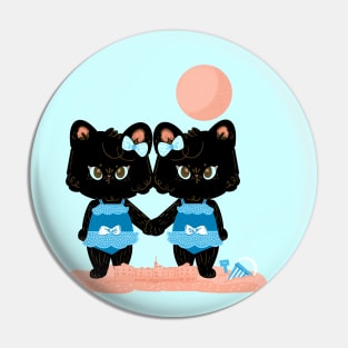Twin Kitty Summer Pin