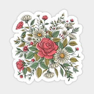 Roses and Daisies Flowers Magnet