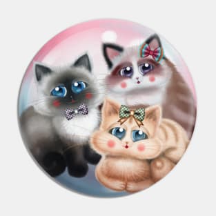 Cute Cats with Bows Pin