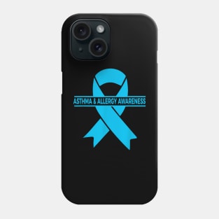 Asthma Allergy Awareness month Light Blue Ribbon Phone Case