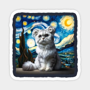 American Curl Starry Night Inspired - Artistic Cat Magnet