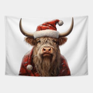 Santa Is Cow-ming To Town Tapestry