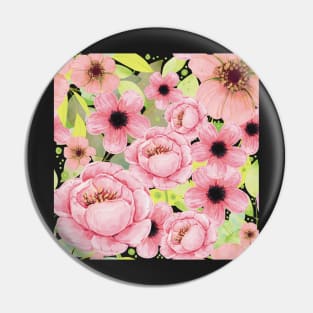 Pink flowers, seamless pattern Pin