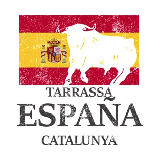 Spanien Tarrassa Catalunya Urlaub Stier Flagge T-Shirt