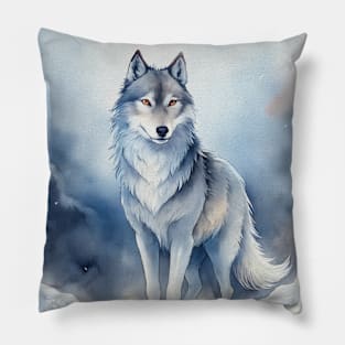 Funny White Wolf Hunting Fantasy Ground, Winter Mountain Icy Moon, Snowy White Forest, Biker gifts Pillow