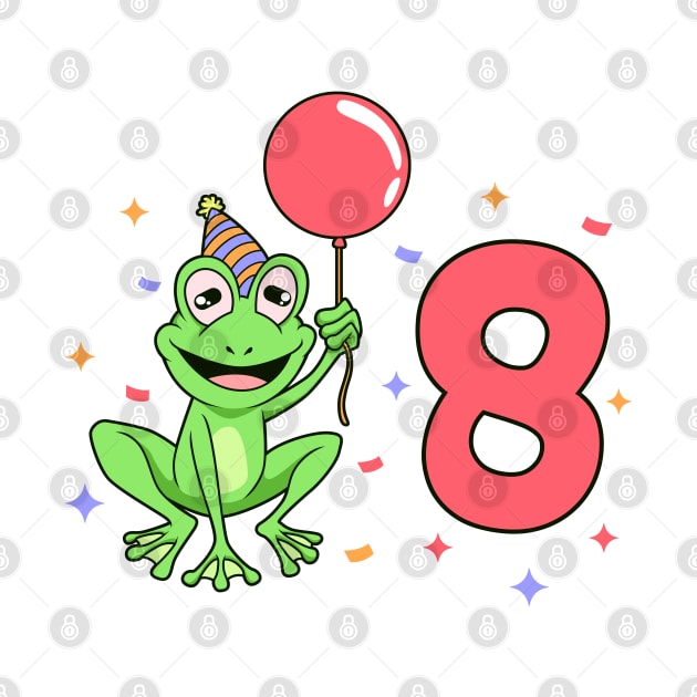 I am 8 with frog - kids birthday 8 years old by Modern Medieval Design