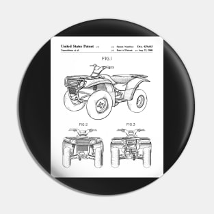 ATV Quad Bike Patent - Off-Roader Motorsports Fan Art - White Pin