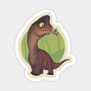 Delicate Dino: The Herbivore with Green Leaves Magnet