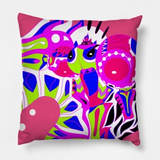 pink kitsch armored alien ecopop Pillow